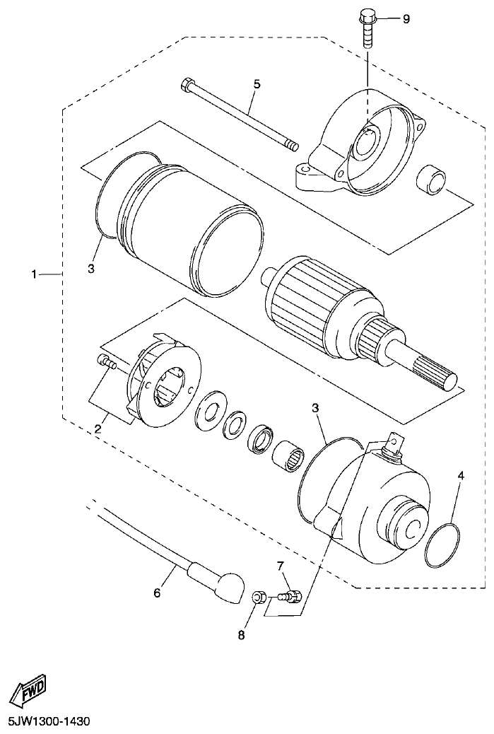 Yamaha FJR1300AP STARTING MOTOR parts diagram