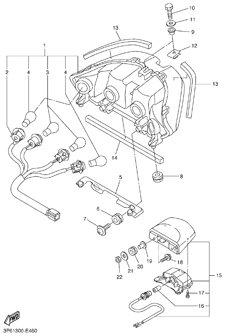 Yamaha FJR1300AP TAILLIGHT parts diagram