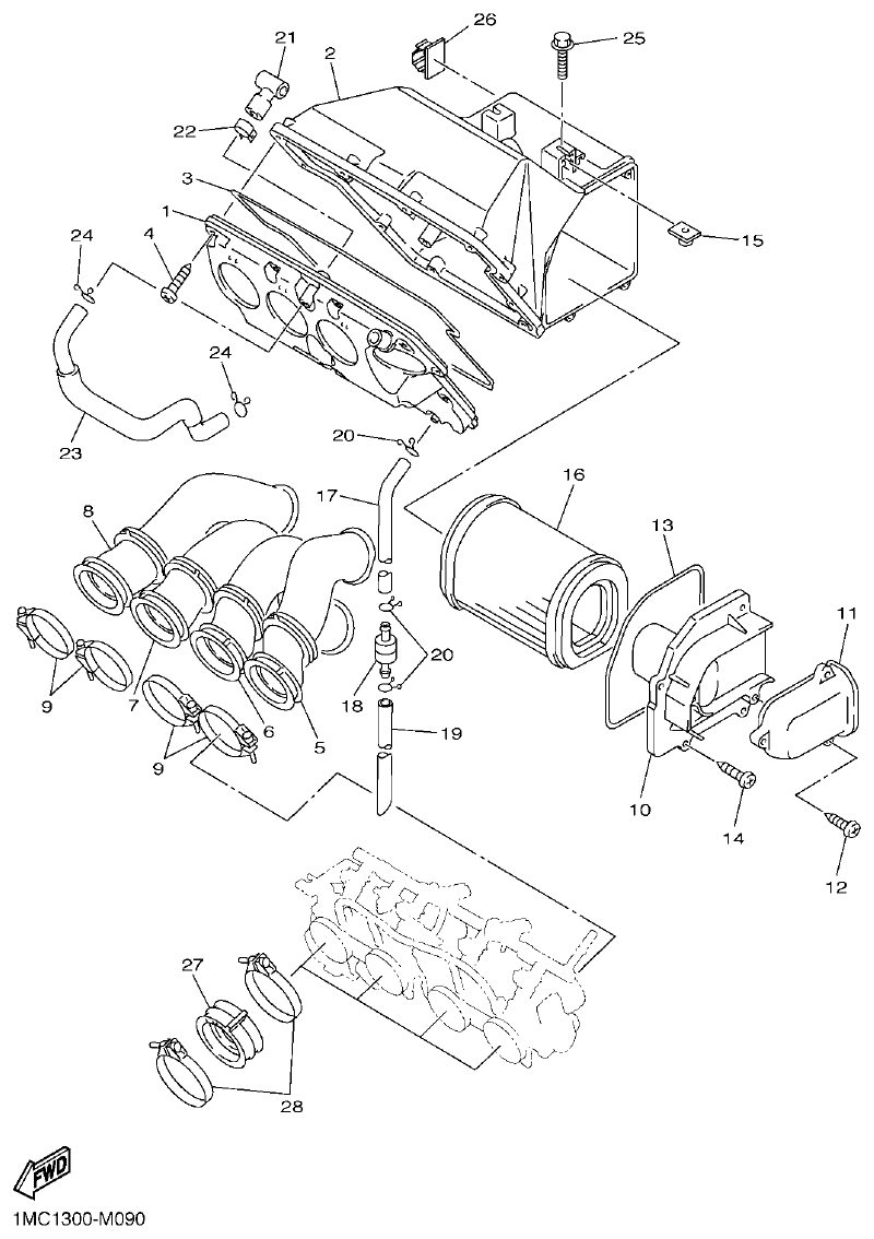 Yamaha FJR1300AP INTAKE parts diagram