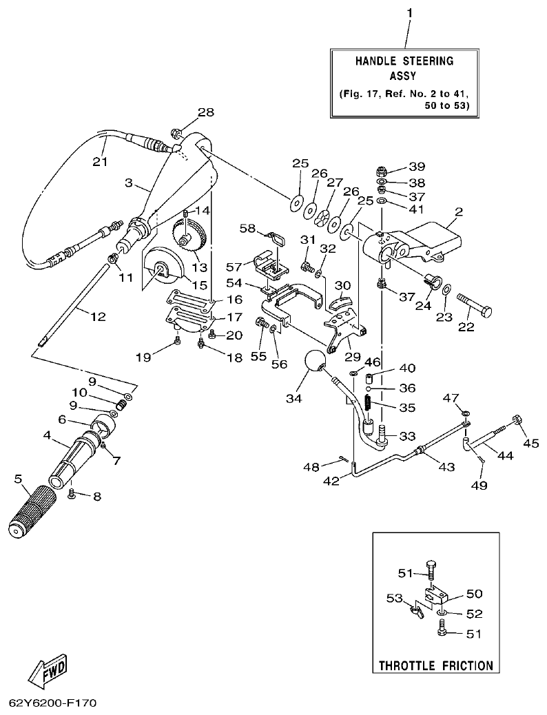 Yamaha FT50C STEERING parts diagram