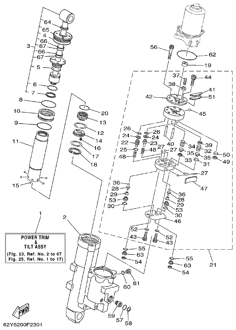 Yamaha FT50C POWER TRIM & TILT ASSY 1 parts diagram