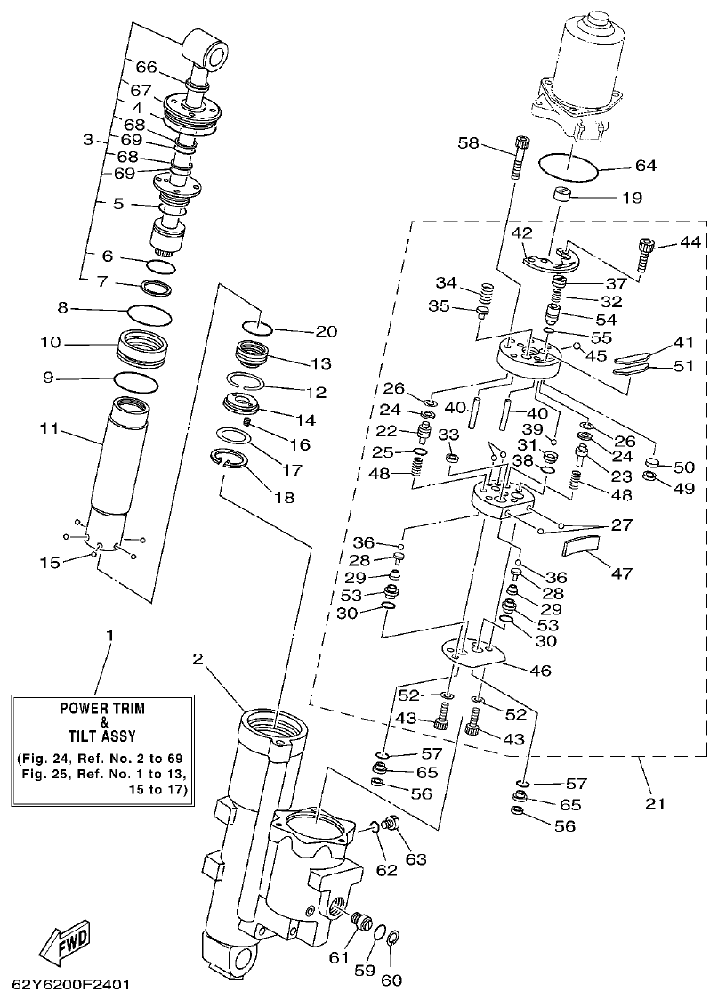 Yamaha FT50C POWER TRIM & TILT ASSY 2 parts diagram