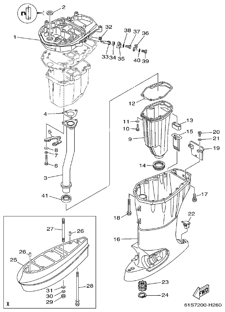 Yamaha FT50C UPPER CASING parts diagram