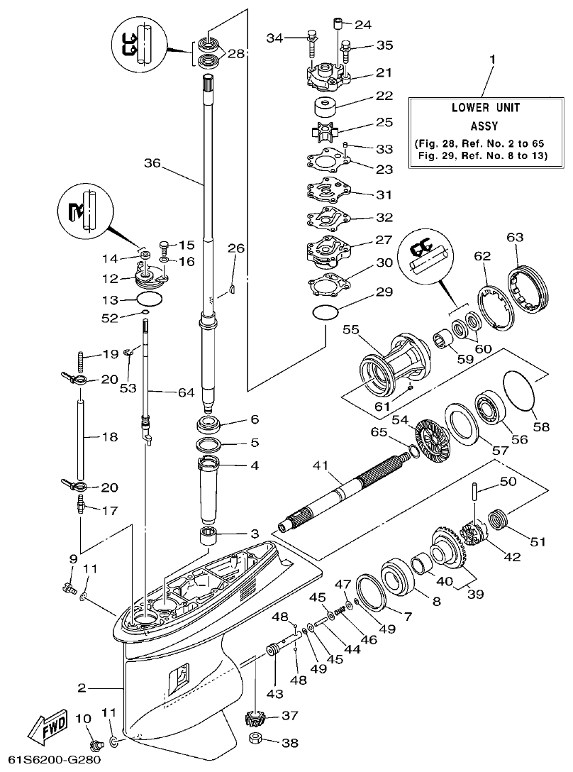 Yamaha FT50C LOWER CASING & DRIVE 1 parts diagram