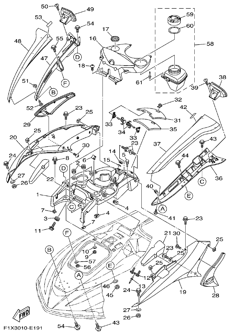 Yamaha FX11 ENGINE HATCH 1 parts diagram