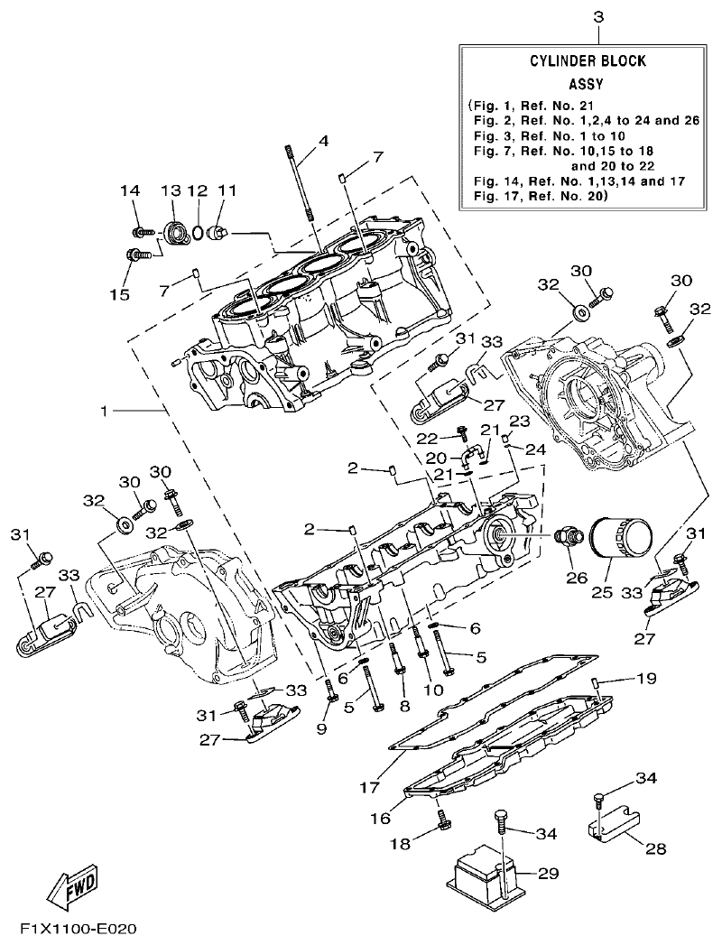 Yamaha FX11 CRANKCASE parts diagram