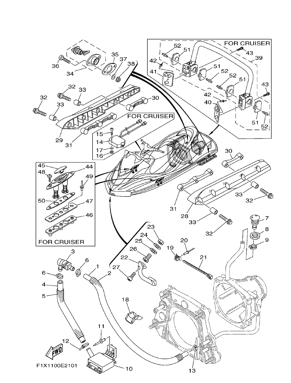 Yamaha FX11 HULL & DECK parts diagram