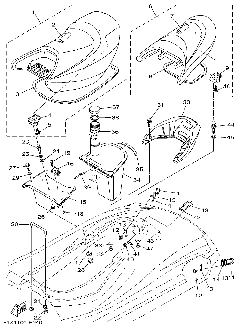 Yamaha FX11 SEAT & UNDER LOCKER parts diagram