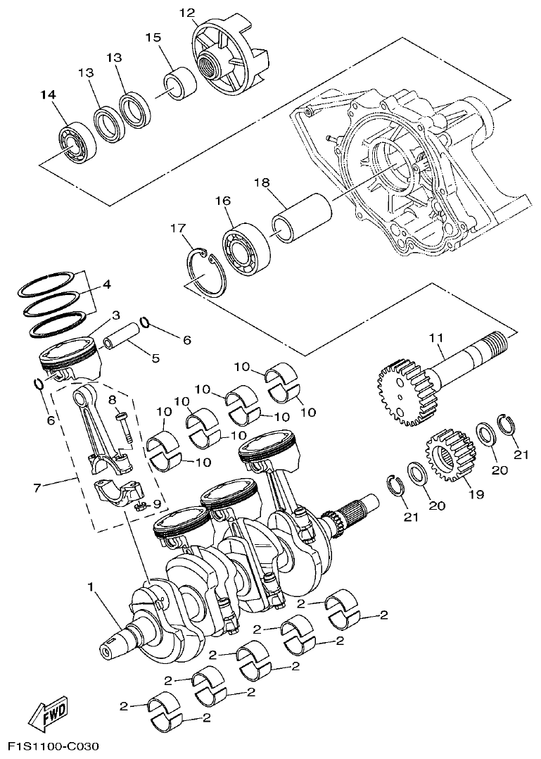 Yamaha FX11 CRANKSHAFT & PISTON parts diagram
