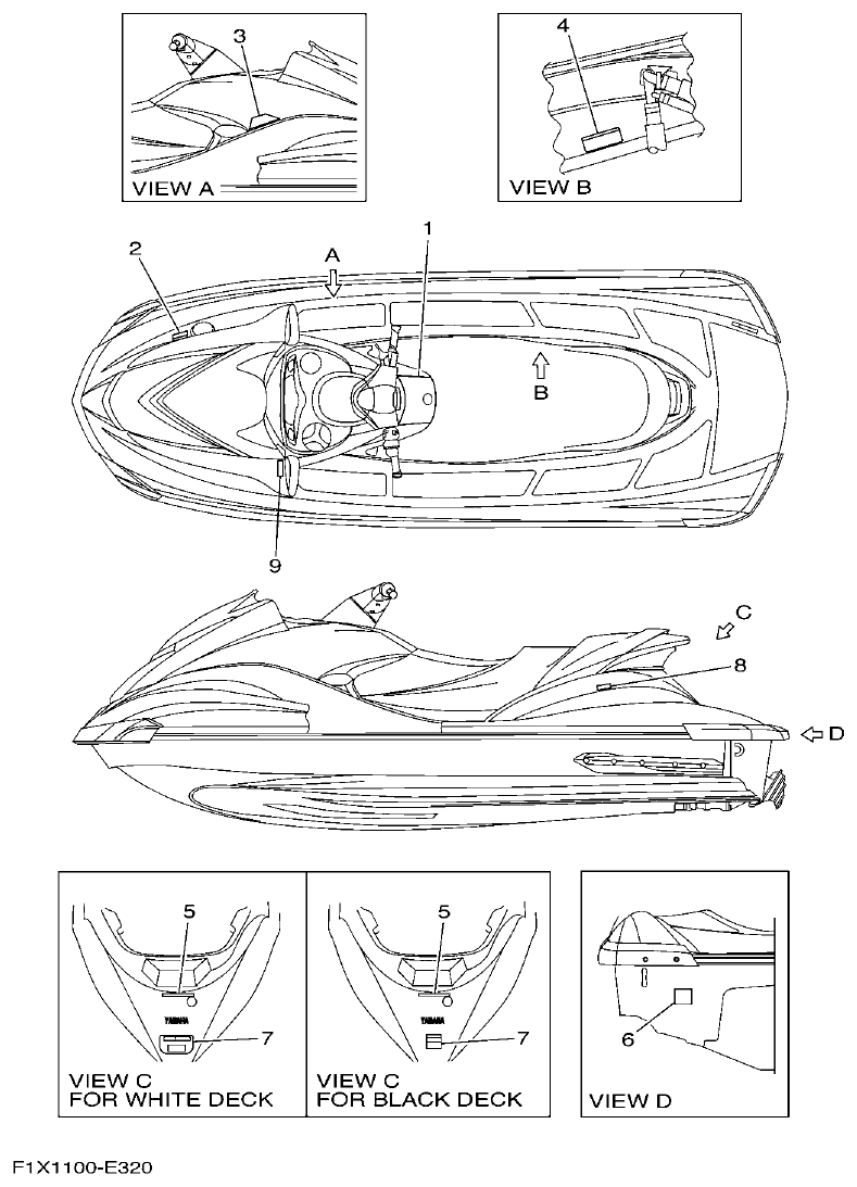 Yamaha FX11 IMPORTANT LABELS parts diagram