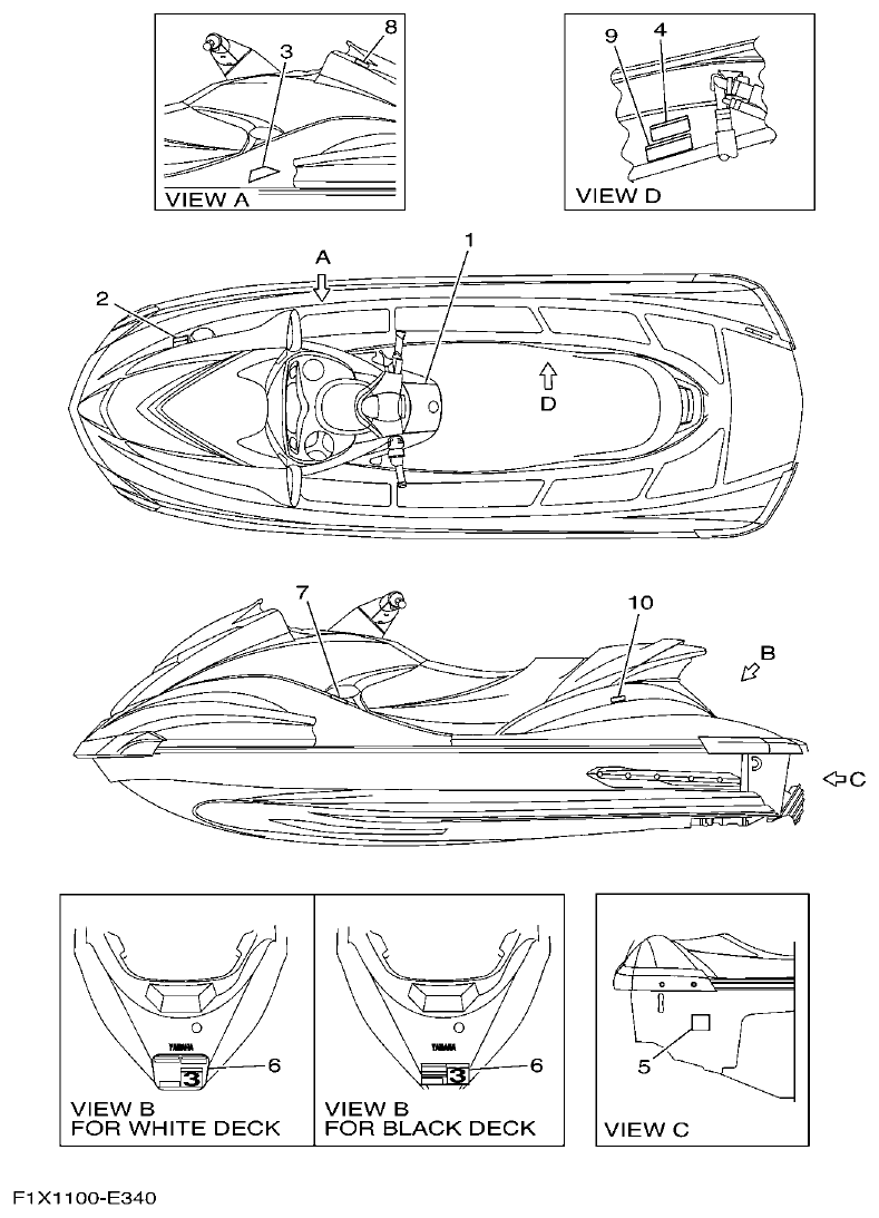 Yamaha FX11 IMPORTANT LABELS 3 parts diagram