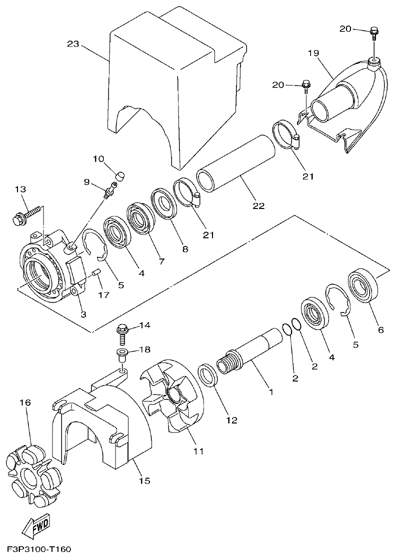 Yamaha F2WB JET UNIT 2 parts diagram