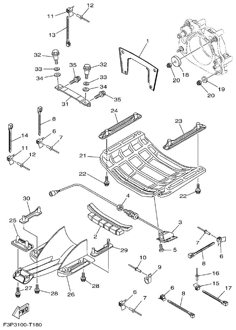Yamaha F2WB JET UNIT 4 parts diagram