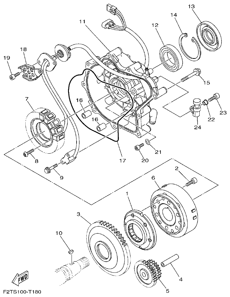 Yamaha F2WB GENERATOR parts diagram