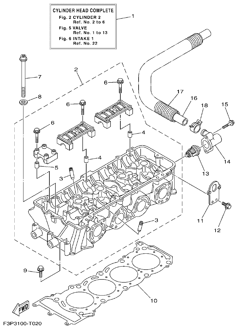 Yamaha F2WB CYLINDER 2 parts diagram