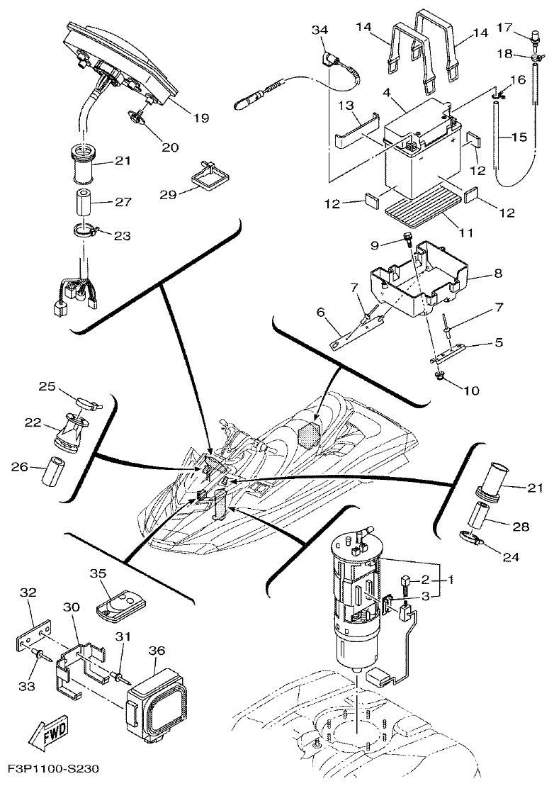 Yamaha F2WB ELECTRICAL 3 parts diagram
