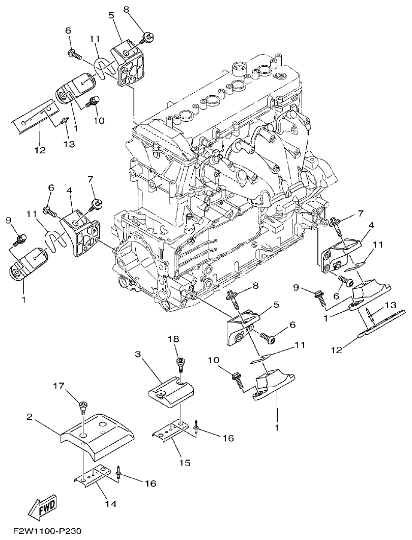 Yamaha F2WB ENGINE MOUNT parts diagram