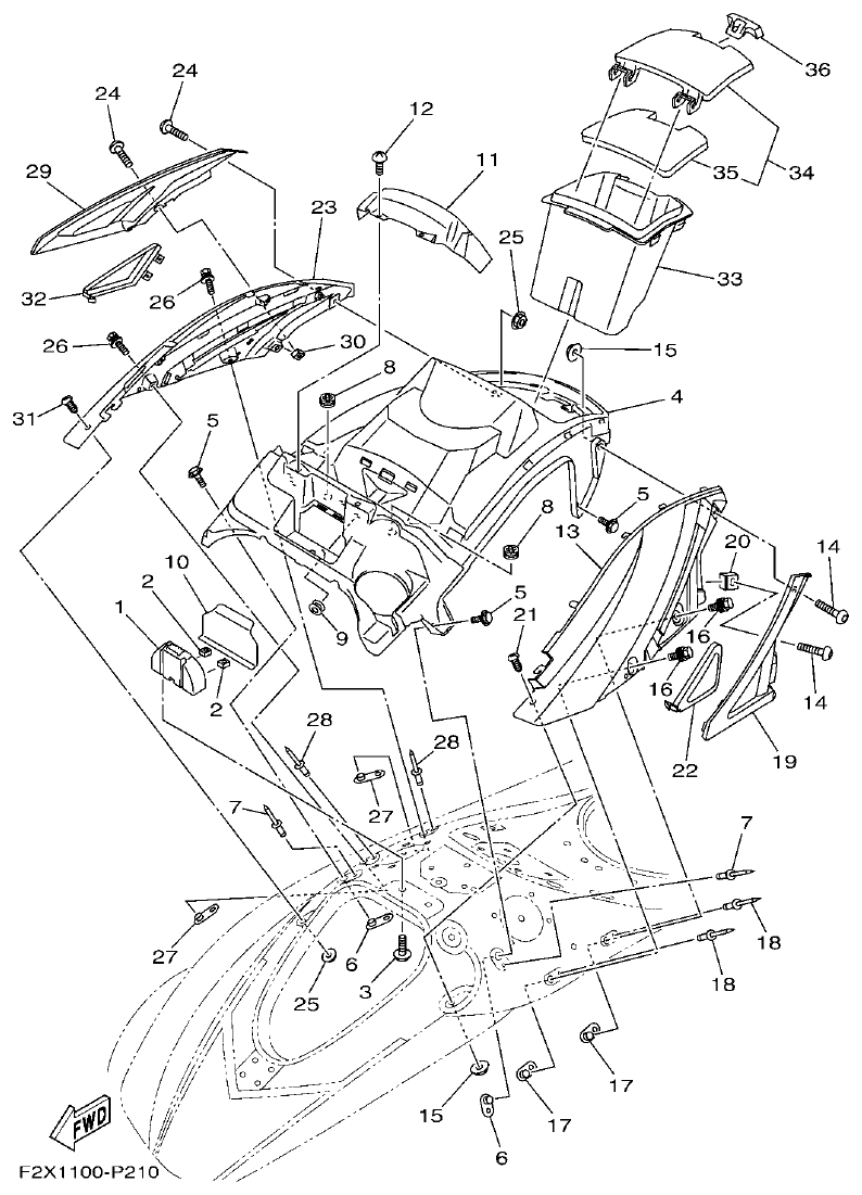 Yamaha F2WB ENGINE HATCH 1 parts diagram