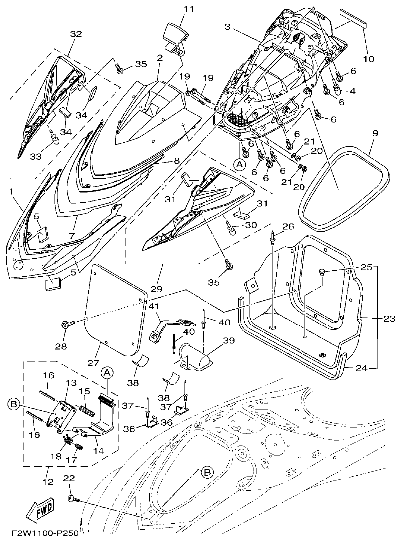 Yamaha F2WB ENGINE HATCH 2 parts diagram