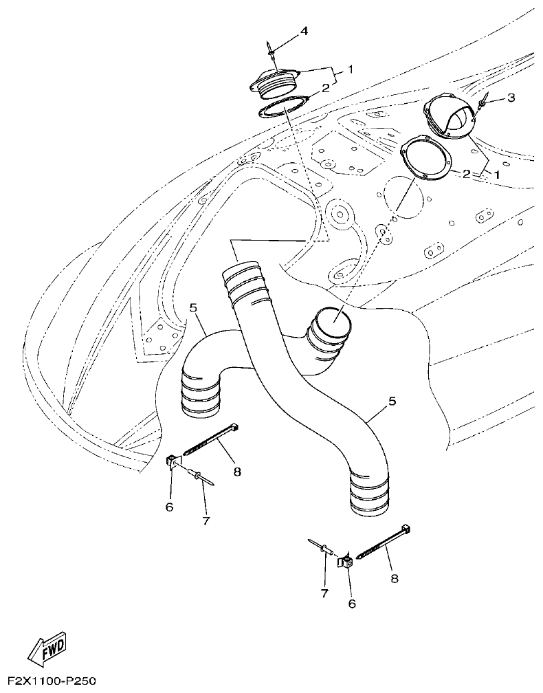 Yamaha F2WB VENTILATION parts diagram