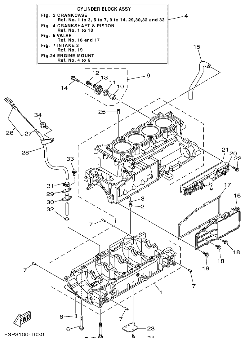 Yamaha F2WB CRANKCASE parts diagram