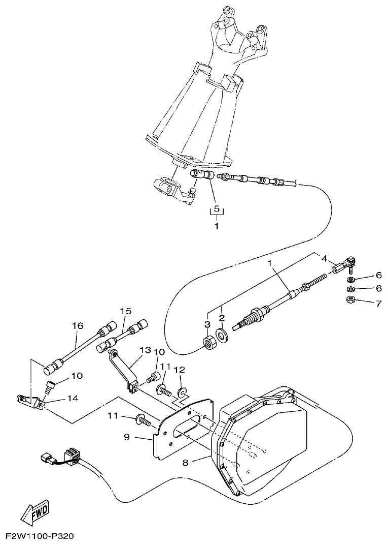 Yamaha F2WB CONTROL CABLE parts diagram