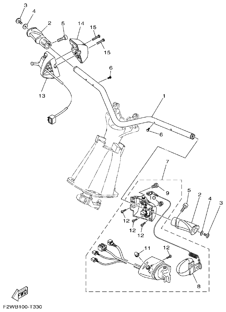 Yamaha F2WB STEERING 1 parts diagram