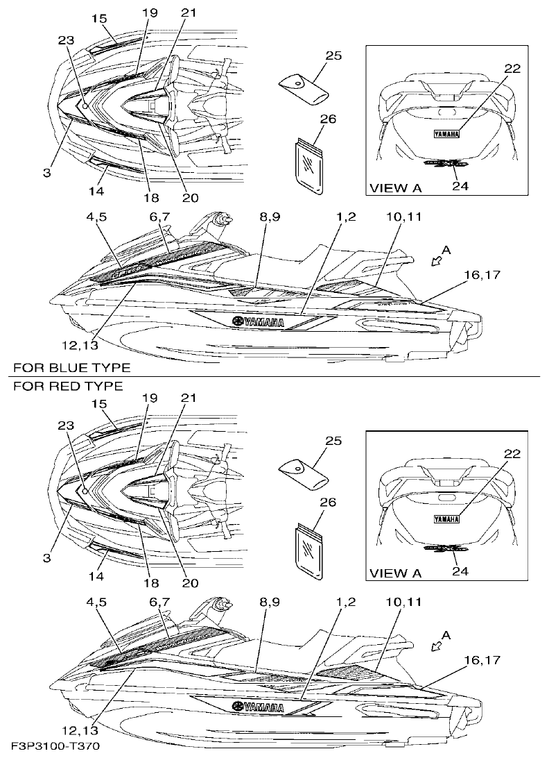 Yamaha F2WB GRAPHICS parts diagram