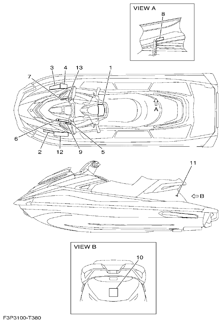 Yamaha F2WB IMPORTANT LABELS parts diagram