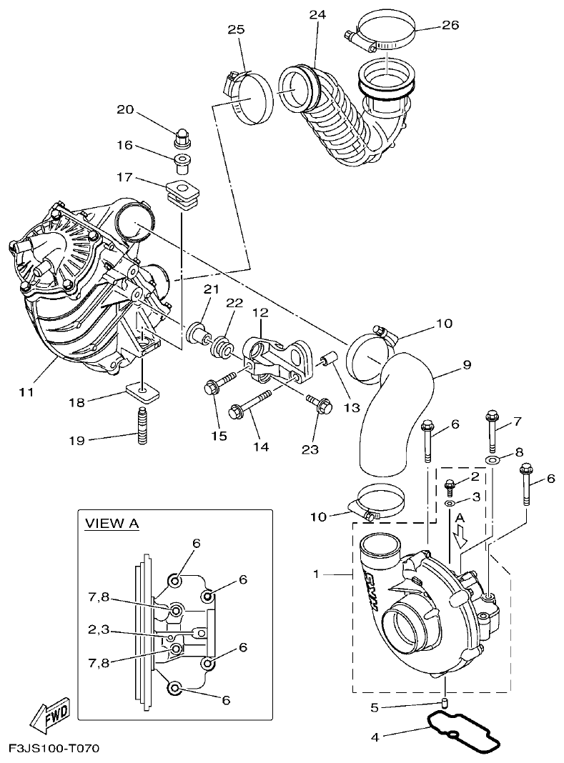 Yamaha F2WB INTAKE 2 parts diagram