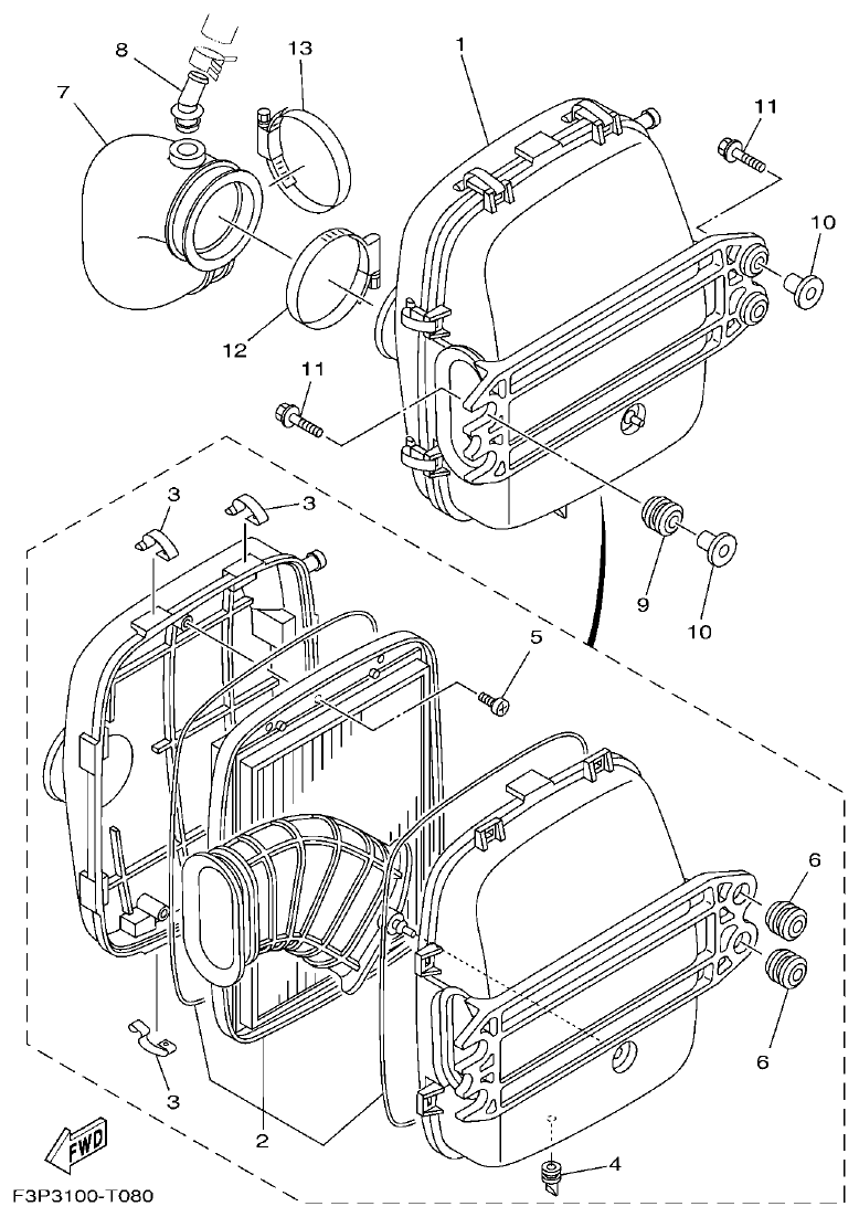 Yamaha F2WB INTAKE 3 parts diagram