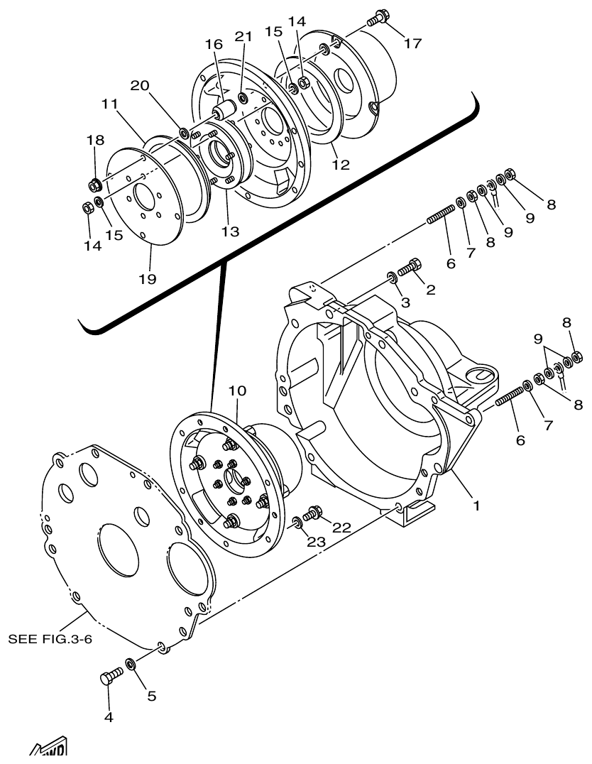 Yamaha ME372STIP1 FLYWHEEL HOUSING parts diagram