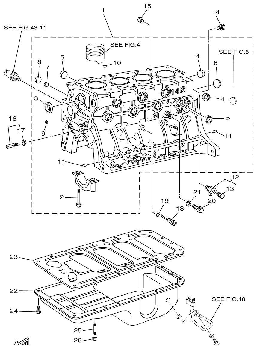 Yamaha ME372STIP1 CYLINDER BLOCK parts diagram