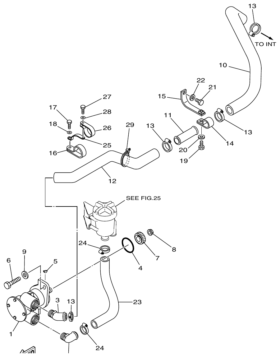 Yamaha ME372STIP1 SEA WATER PUMP 1 parts diagram