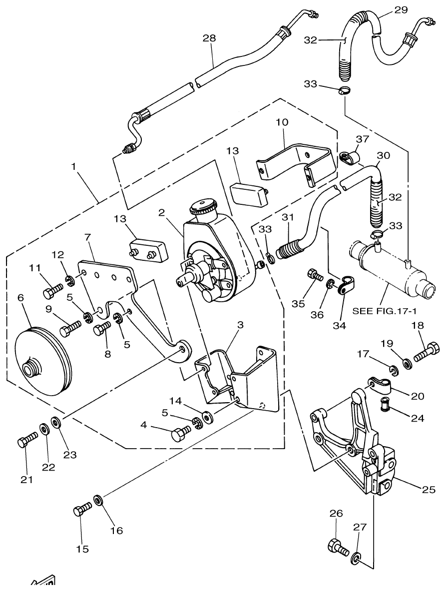Yamaha ME372STIP1 POWER STEERING OIL PUMP parts diagram