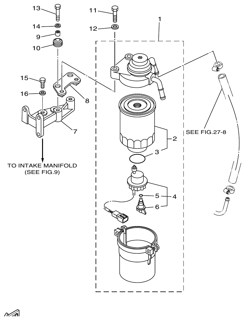 Yamaha ME372STIP1 FUEL FILTER parts diagram