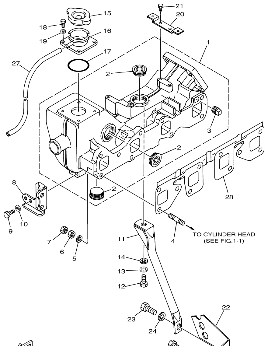 Yamaha ME372STIP1 EXHAUST parts diagram