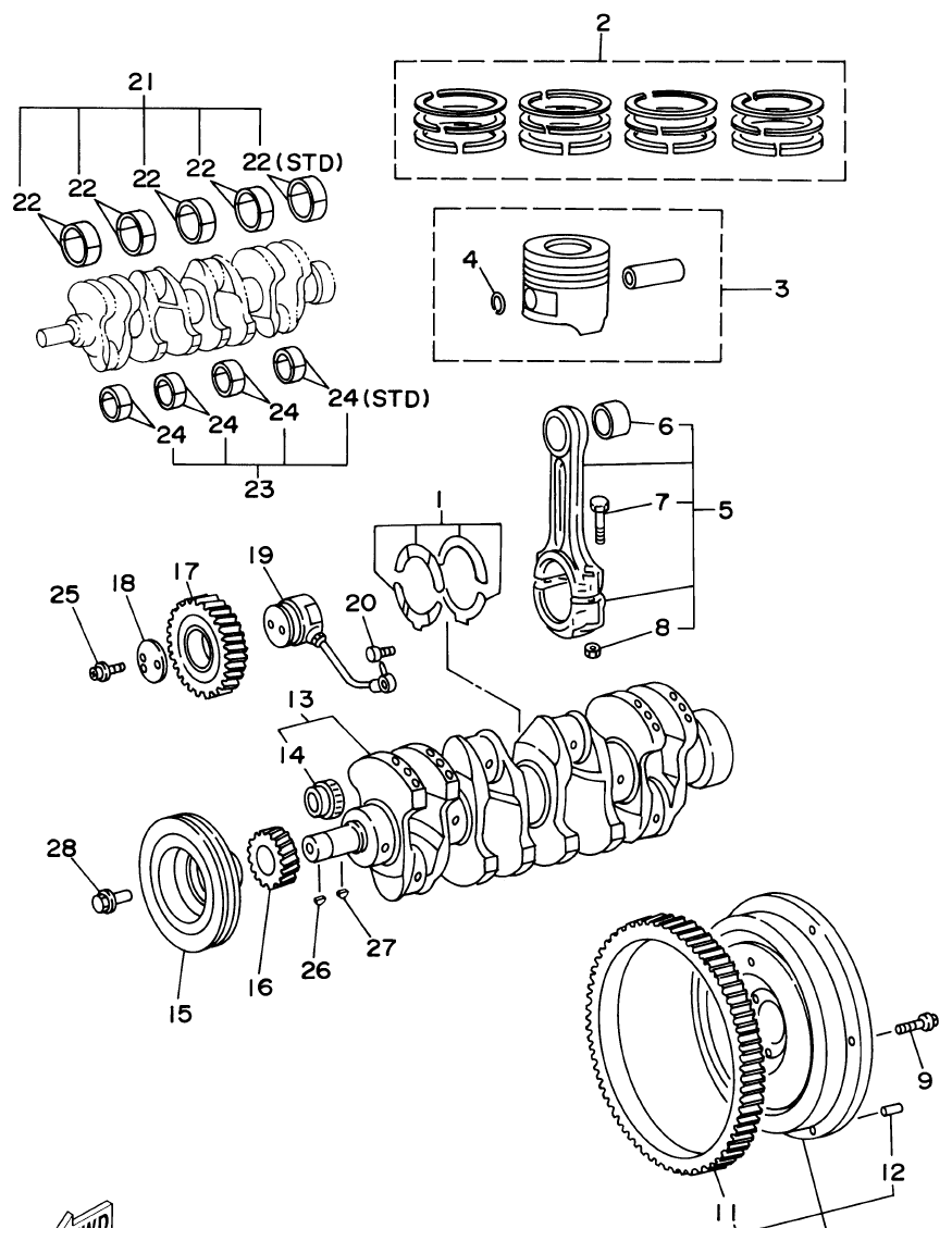Yamaha ME372STIP1 CRANKSHAFT & PISTON parts diagram