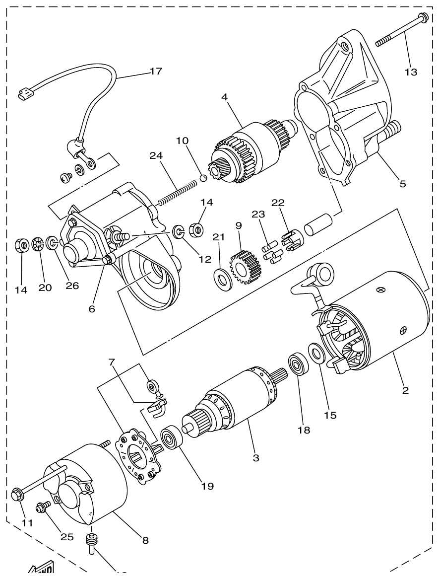 Yamaha ME372STIP1 STARTING MOTOR ASSY parts diagram