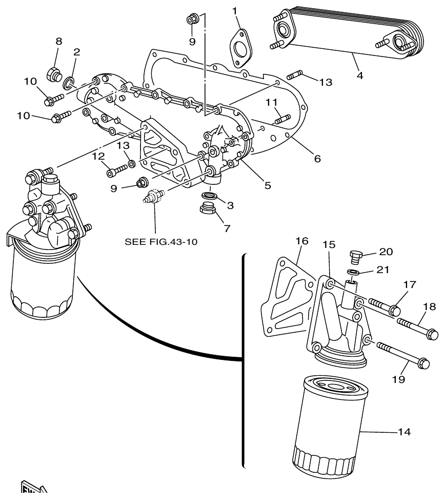 Yamaha ME372STIP1 OIL FILTER & COOLER parts diagram