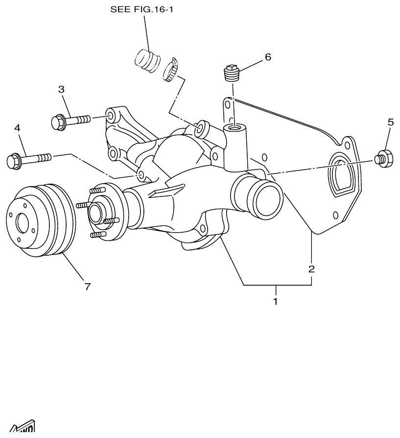 Yamaha ME372STIP1 WATER PUMP parts diagram