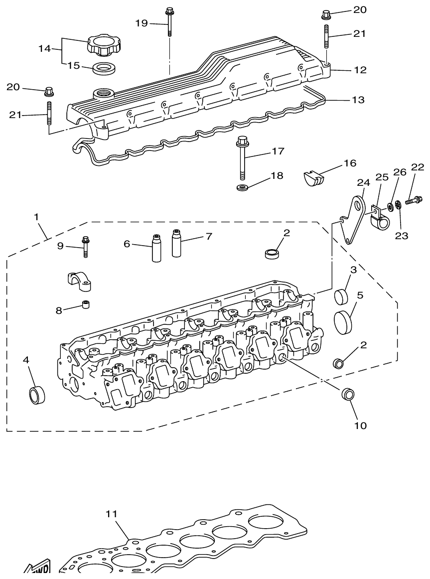 Yamaha ME421STI CYLINDER HEAD parts diagram