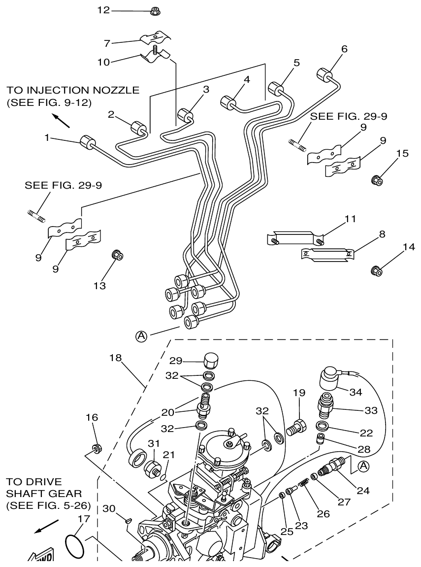 Yamaha ME421STI INJECTION PUMP parts diagram