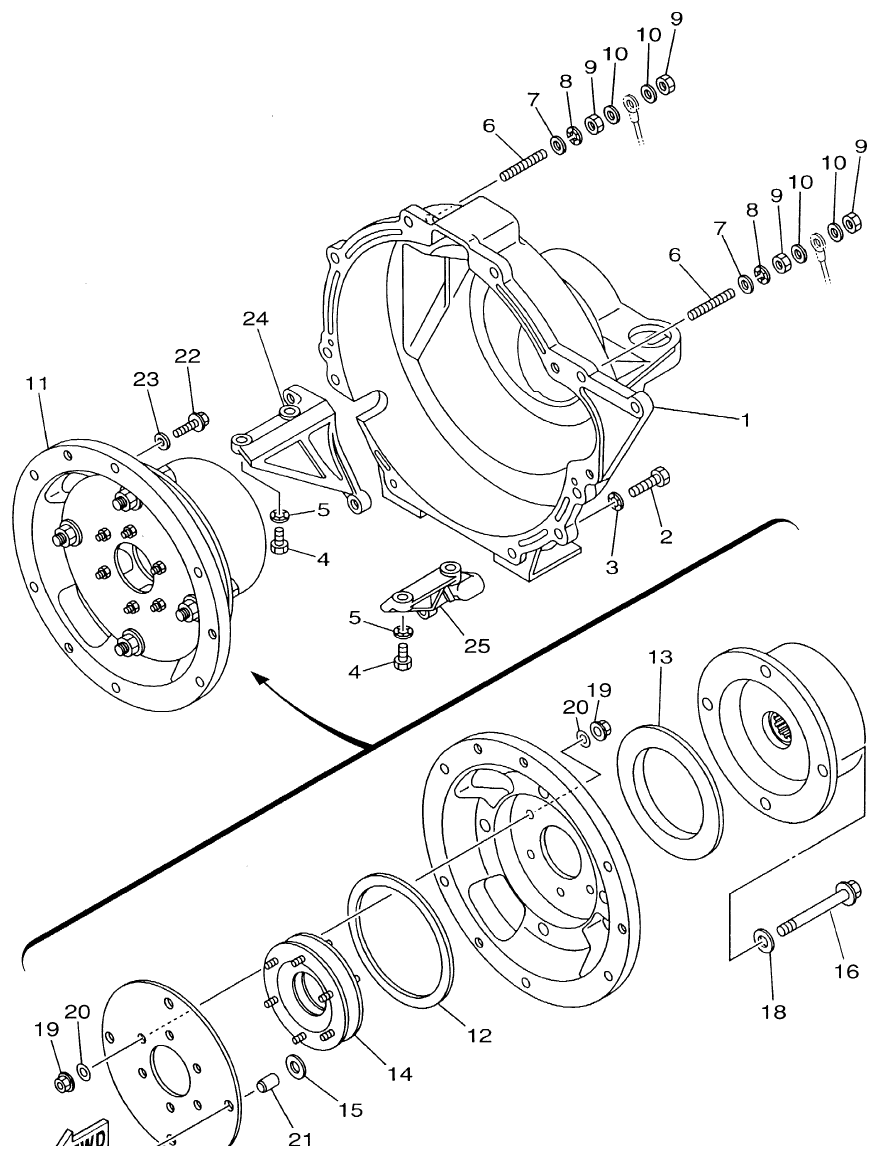 FIG. 13 — FLYWHEEL HOUSING 1 (ME421STIP1/STIP2)