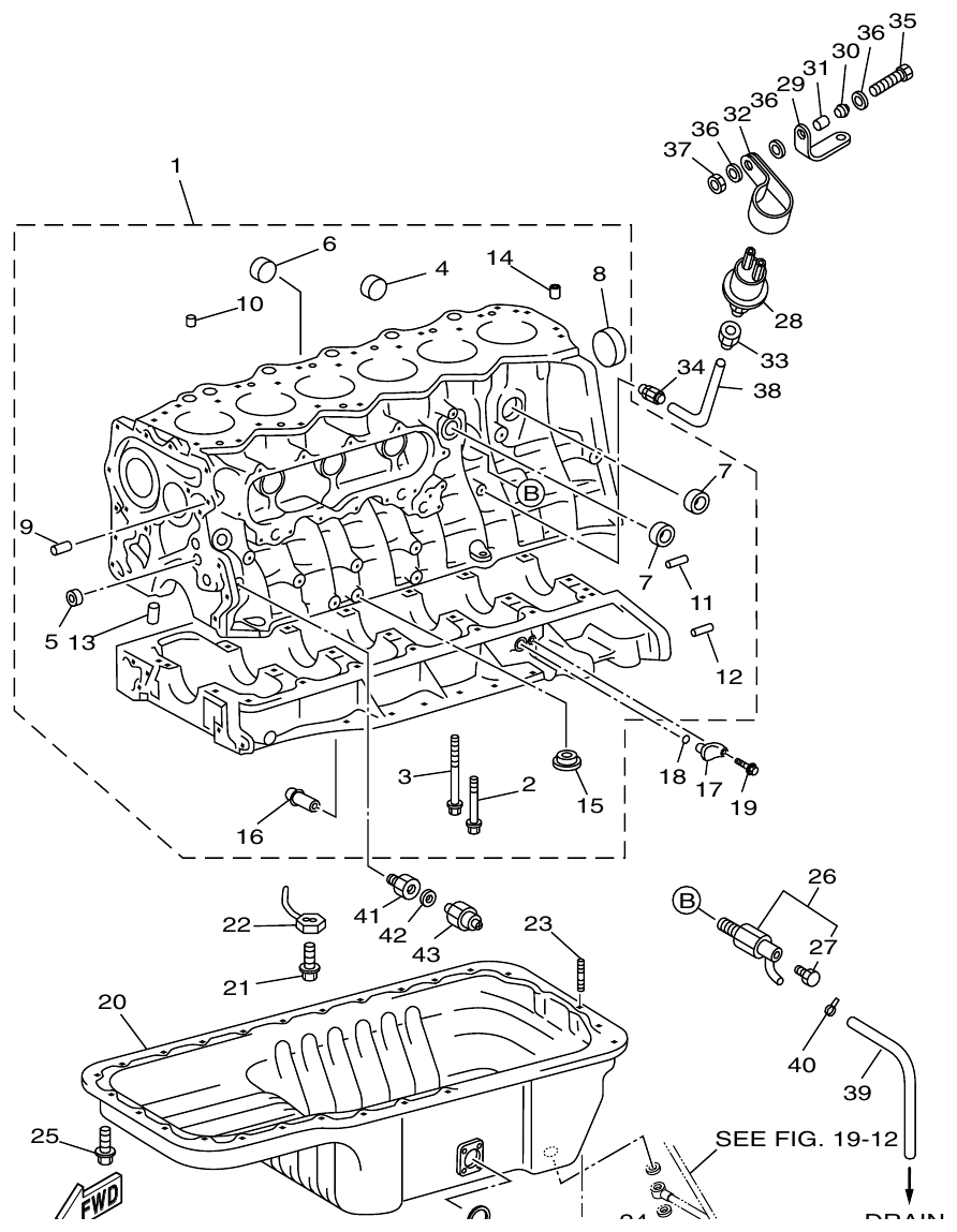 Yamaha ME421STI CYLINDER BLOCK parts diagram