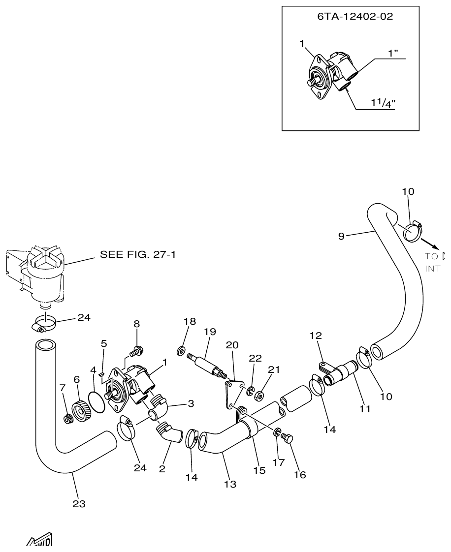 Yamaha ME421STI SEA WATER PUMP 1 (ME421STIP1/STIP2) parts diagram