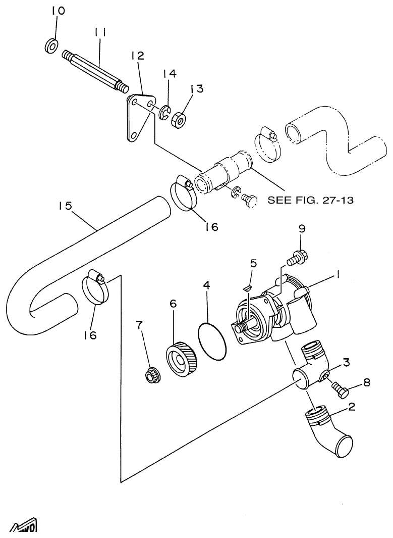 Yamaha ME421STI SEA WATER PUMP 2 (ME421DTIP1/DTIP2) parts diagram