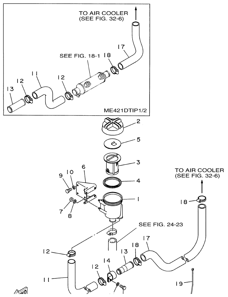 Yamaha ME421STI WATER FILTER (SEA WATER) parts diagram