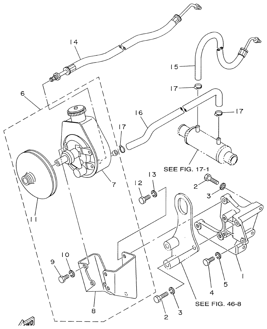 Yamaha ME421STI POWER STEERING PUMP parts diagram