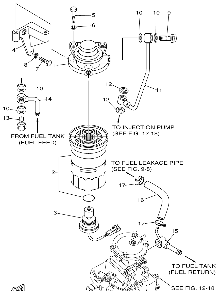 Yamaha ME421STI FUEL FILTER parts diagram